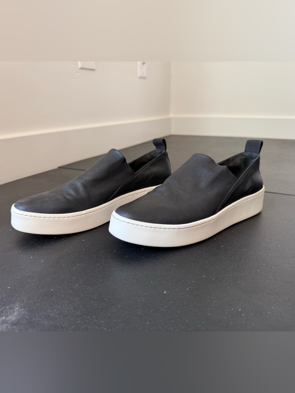 Vince Warren Black Leather Platform Sneakers (Size 7)